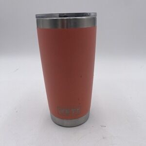 Yeti Rambler 20 oz Tumbler Vibrant Coral Pink w Mag Slide Lid VGC SEE PICS
